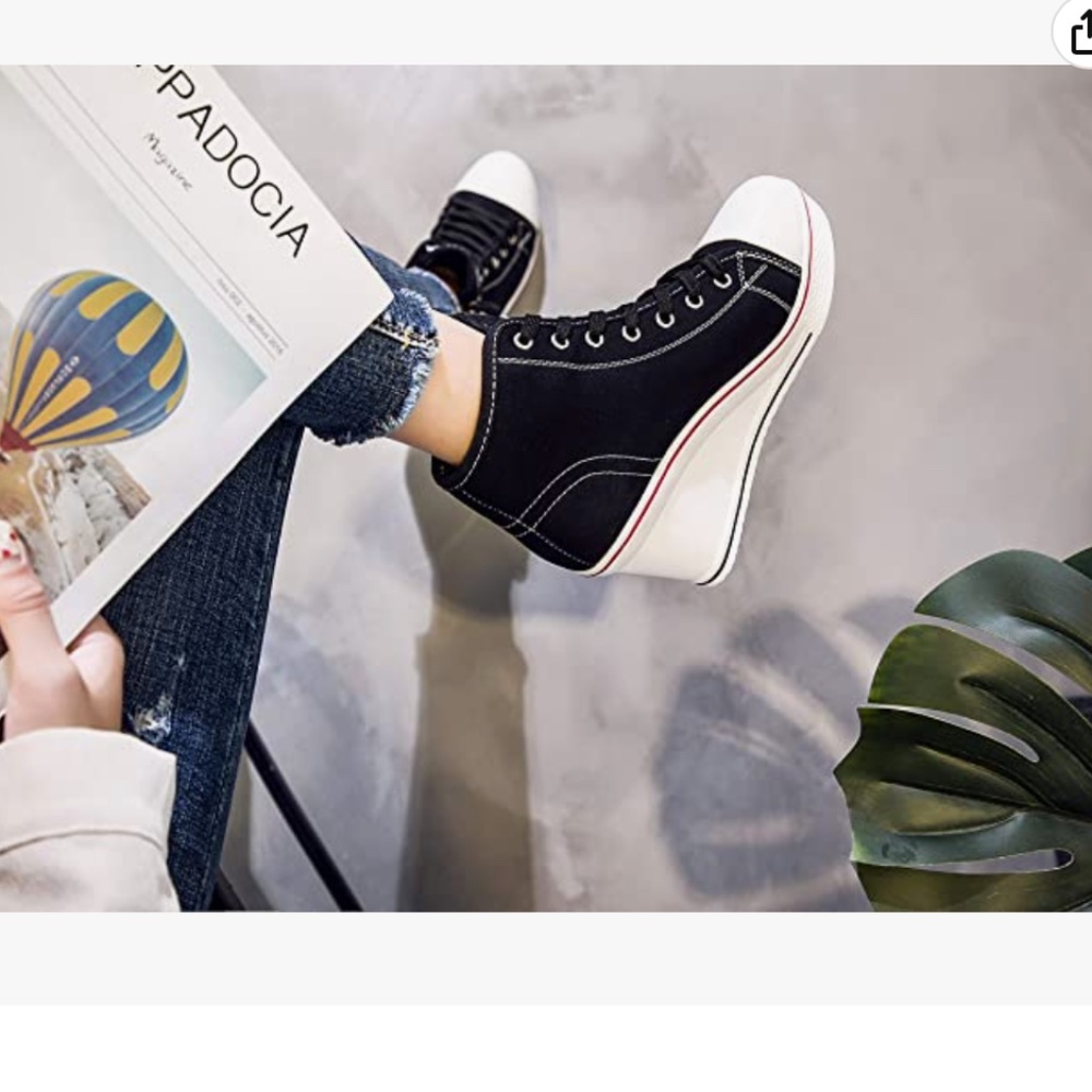 Women's Canvas Casual Shoes Dating Platform High Top Sneakers Rubber Sole sz 9 - Picture 8 of 9
